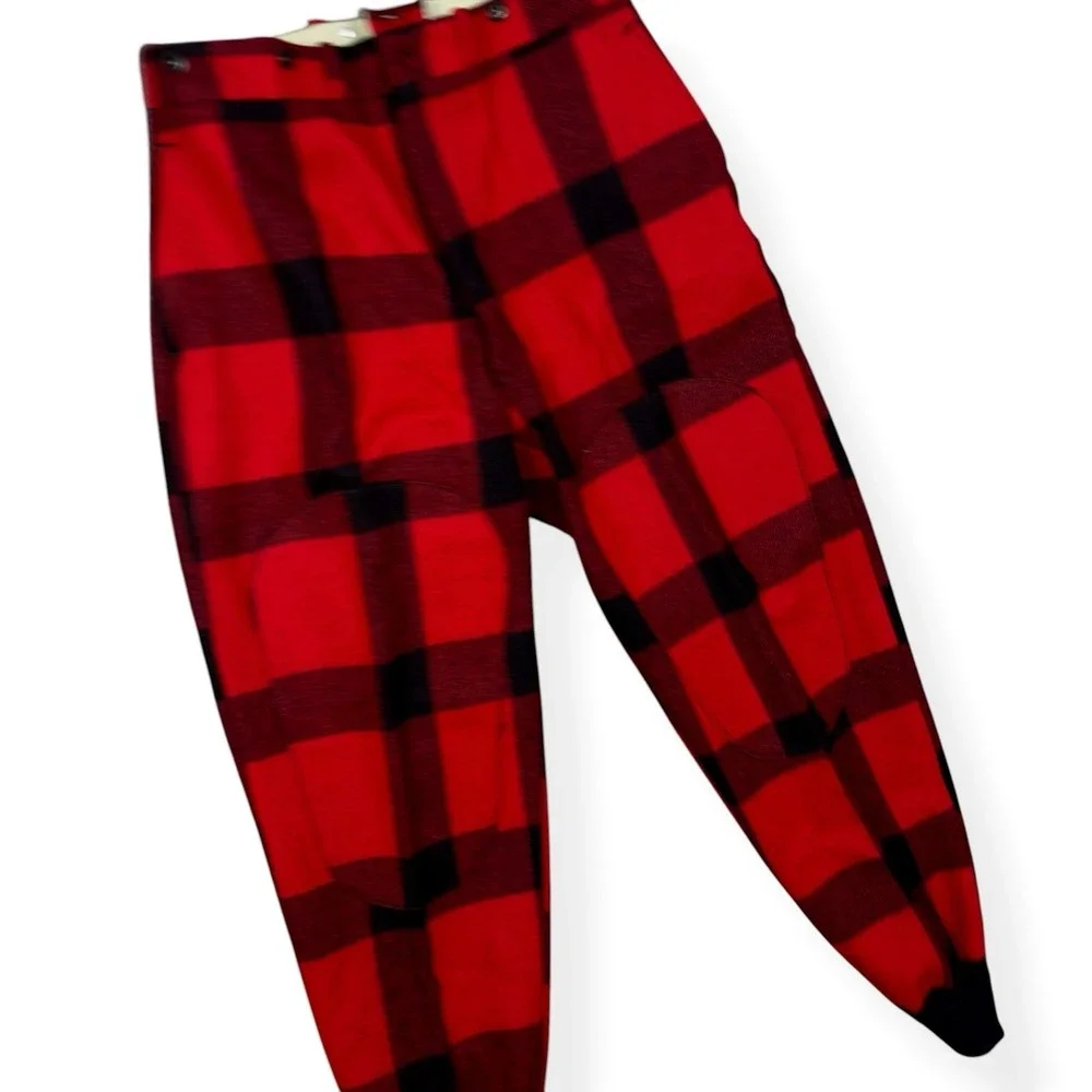 VTG Woolrich Pants Men's 34x33 Red Black Buffalo Plaid Wool Mackinaw Hunting 60s